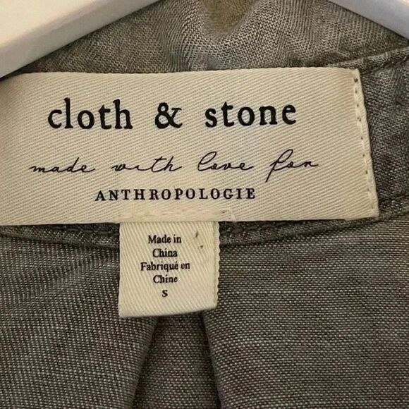 Cloth & Stone Anthropologie Gray Sun Washed Shirt Top Round Hilow Hem SZ S #1789 - Picture 7 of 13